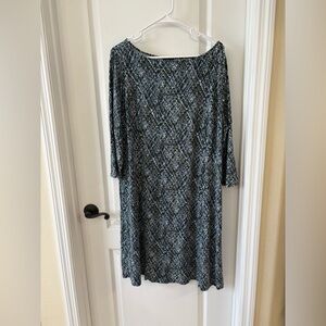 J. Jill WearEver Collection 3/4 Sleeve Dress in Blue and Gray XL